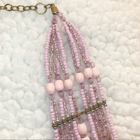 Pink multi strand beaded statement necklace - Picture 5 of 7